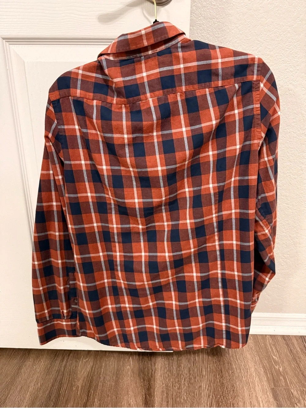 Banana Republic Orange and Navy Plaid Button-Down Shirt